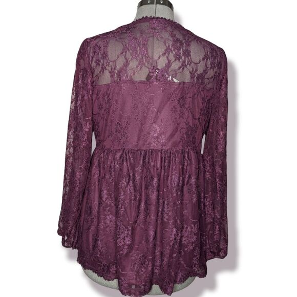 NWT Women's Torrid Purple Babydoll Lace V-Neck Top, Size 1 / 1X - Picture 3 of 7